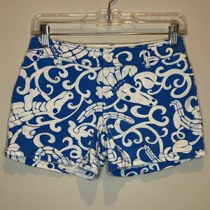 Lilly Pulitzer Blue and White Gabby Gator Shorts size 0